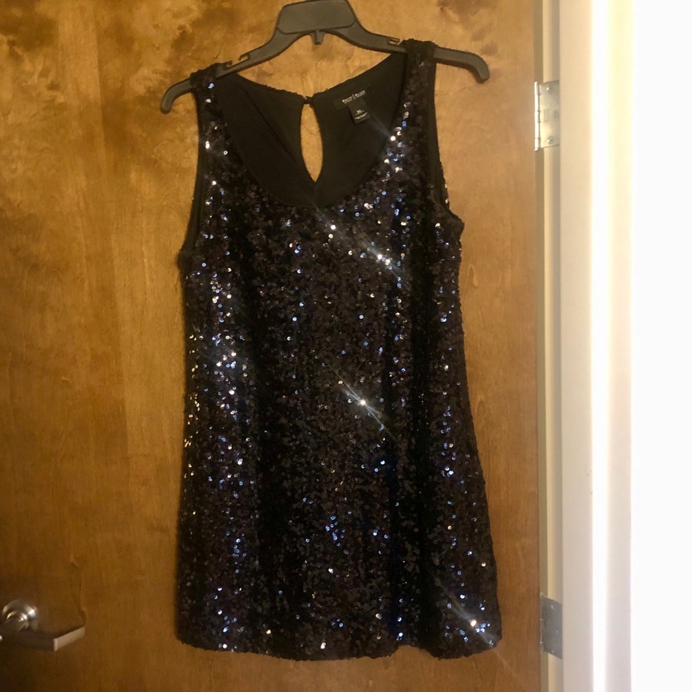 White House Black Market 
Black Sequin Mini Dress
